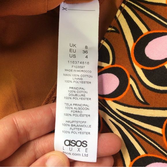 ASOS Luxe Extreme Sleeve Belted Mini Dress Retro Floral Off Shoulder - Picture 16 of 16